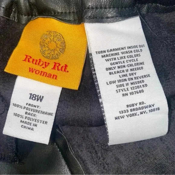 Ruby Rd Faux Leather Pants NWT Size 18W - Picture 13 of 13